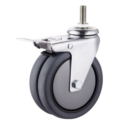 TPRキャスターホイール 75mm 100mm 125mm PU産業用双輪キャスター